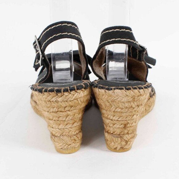 Vidarreta $125 Sz 37 Black Tan Woven Fabric Upper 3" Wedge Heel - Picture 3 of 7